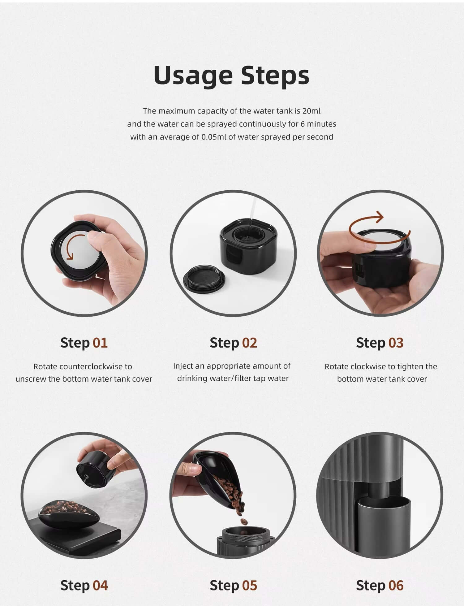 Hauck Atomizer - Electric Anti-Static Bean Sprayer, showcasing sleek design and steam function on a marble surface.