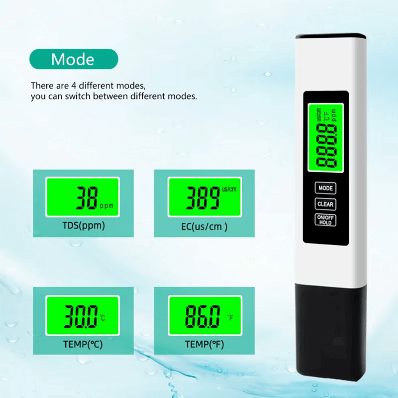 Usage: TDS measurement of water for coffee and filtration systems