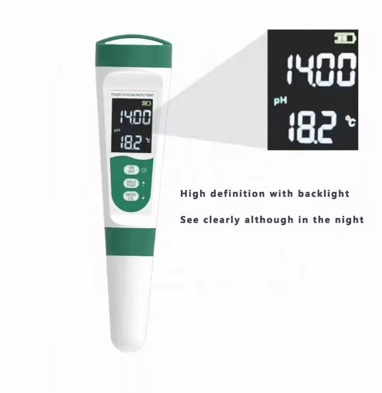 Barista Wasserqualitäts-Tester 5-in-1 USB mit hochauflösendem Display und Hintergrundbeleuchtung