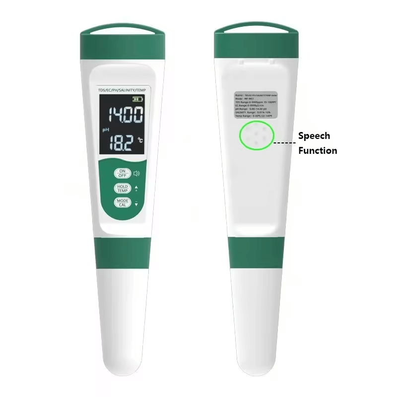 Barista Wasserqualitäts-Tester 5-in-1 USB – digitales Messgerät für pH-Werte und Temperatur mit Sprachfunktion