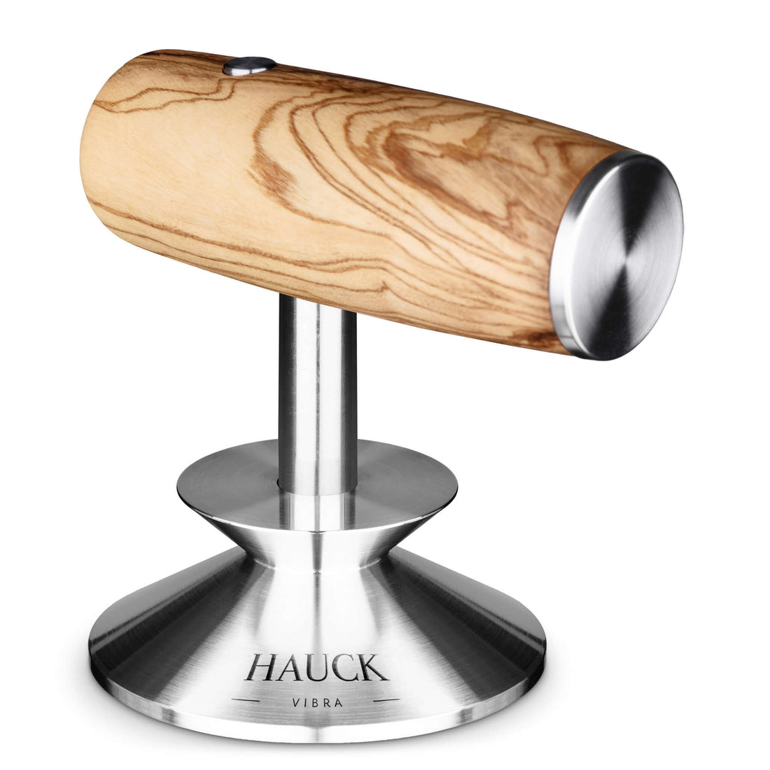 Hauck Vibra Tamper Olive 2.0 mit Holzgriff und Vibrationsfunktion für präzises Tampen.
